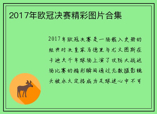 2017年欧冠决赛精彩图片合集