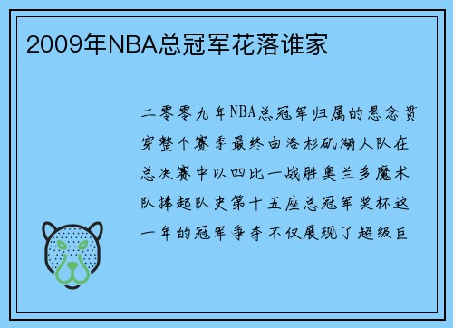 2009年NBA总冠军花落谁家